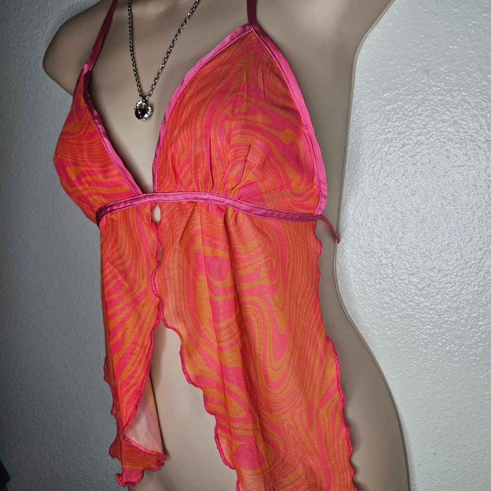 Adika Swirl Mesh Halter Top Festival - Picture 3 of 4